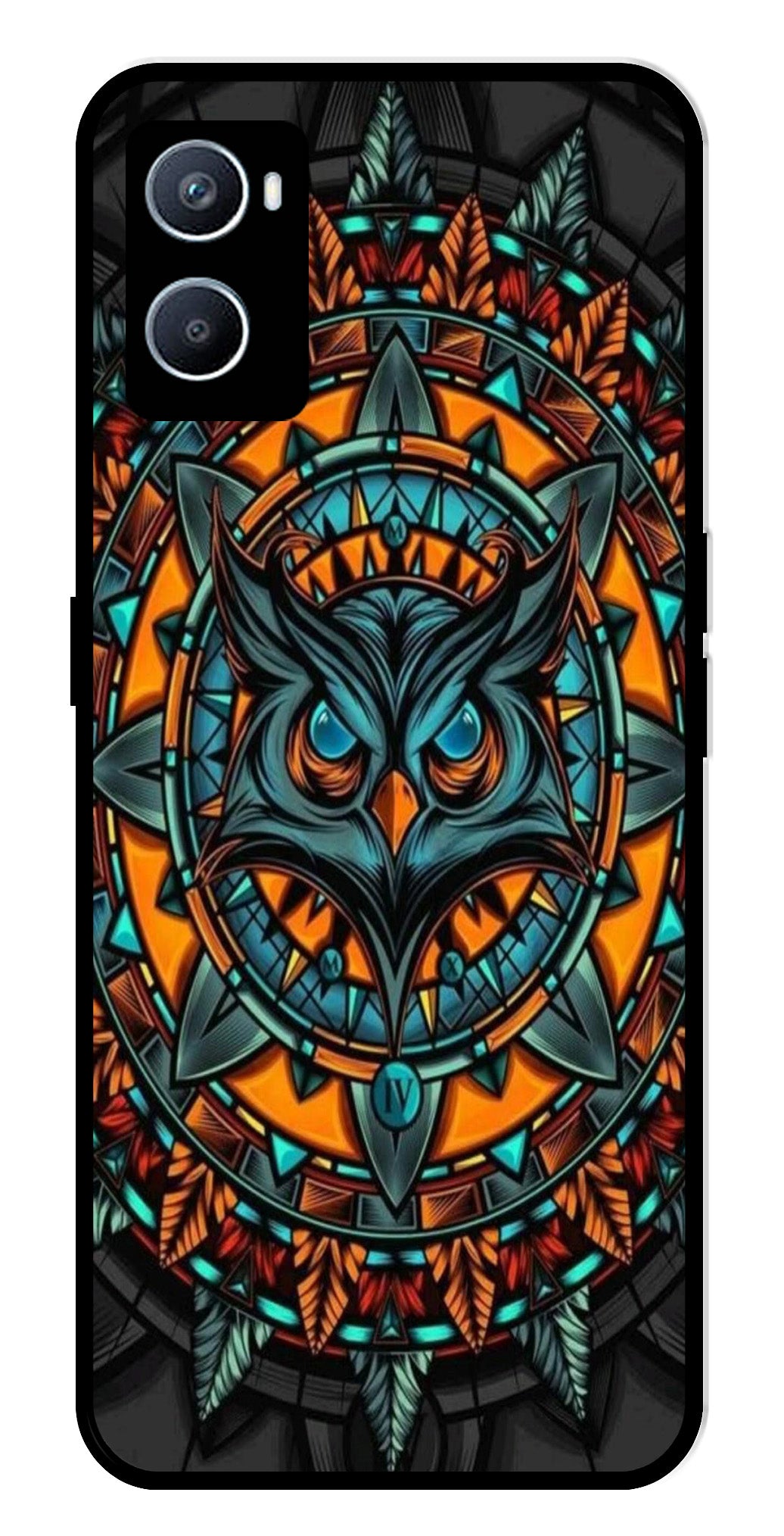 Owl Pattern Metal Mobile Case for Oppo A96   (Design No -42)