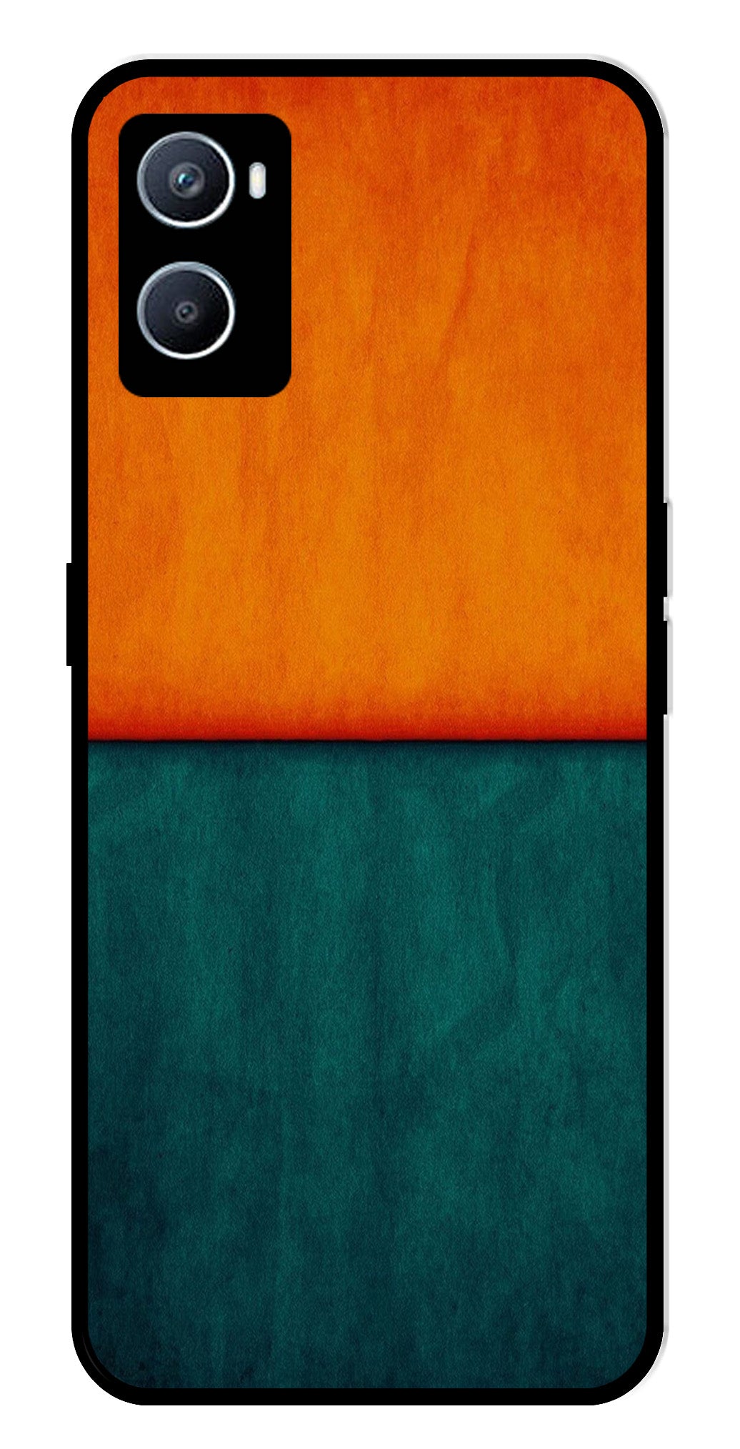 Orange Green Pattern Metal Mobile Case for Oppo A96   (Design No -45)