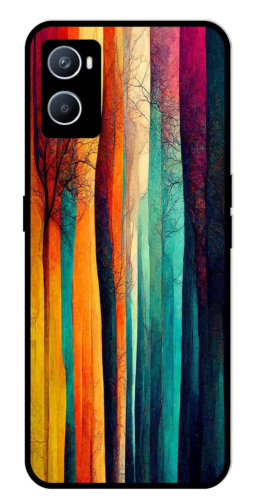 Modern Art Colorful Metal Mobile Case for Oppo A96   (Design No -47)