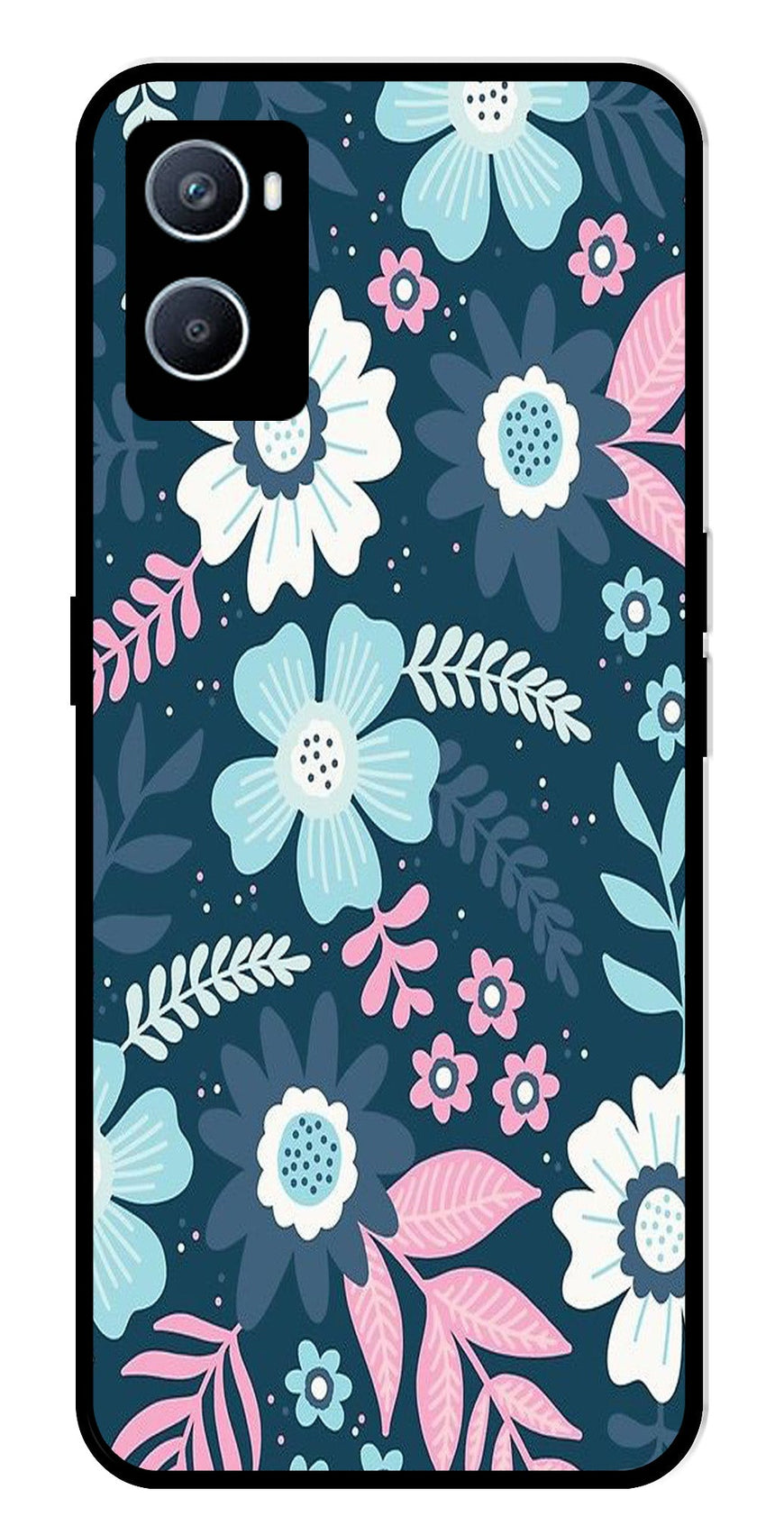 Flower Leaves Design Metal Mobile Case for Oppo A96   (Design No -50)