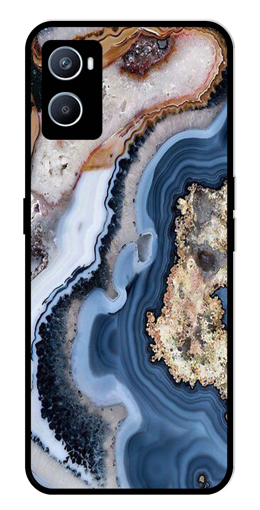 Marble Design Metal Mobile Case for Oppo A96   (Design No -53)