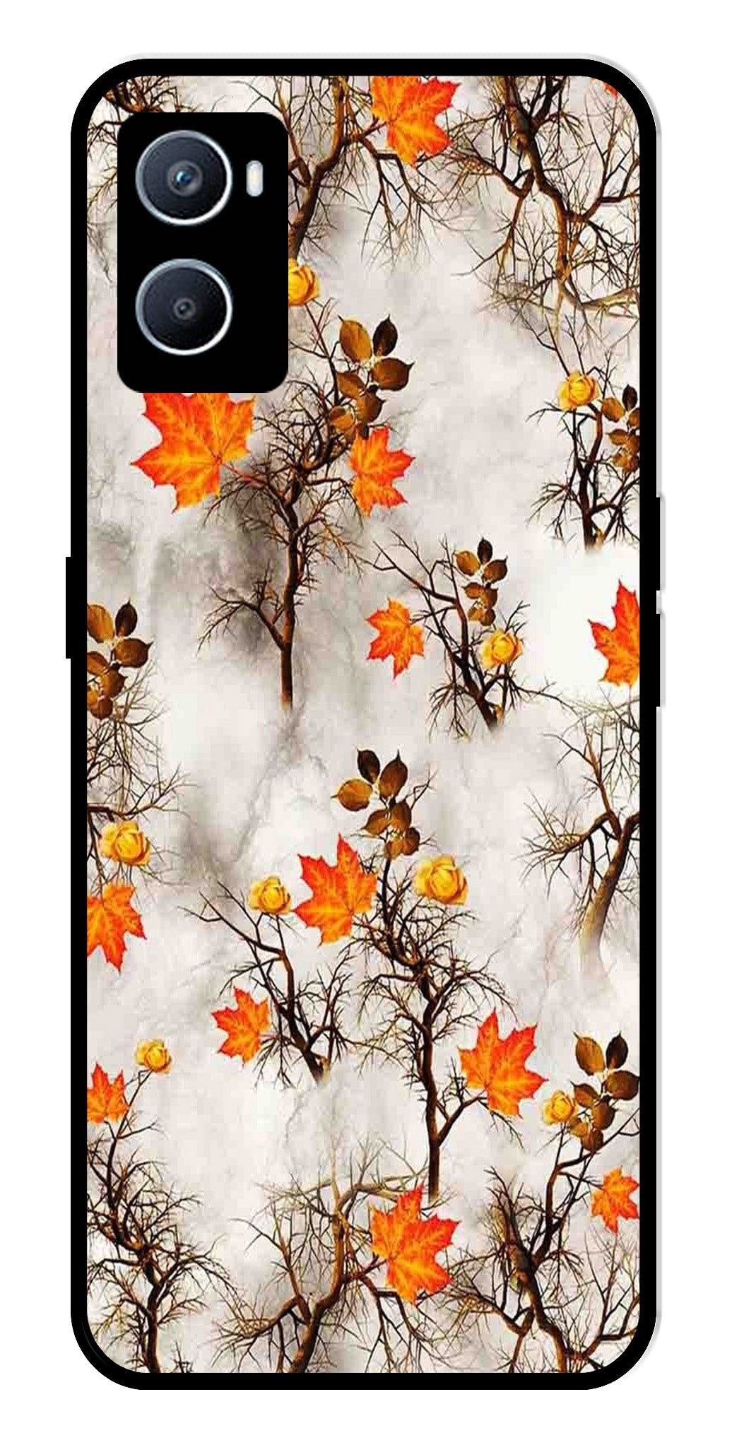 Autumn leaves Metal Mobile Case for Oppo A96   (Design No -55)