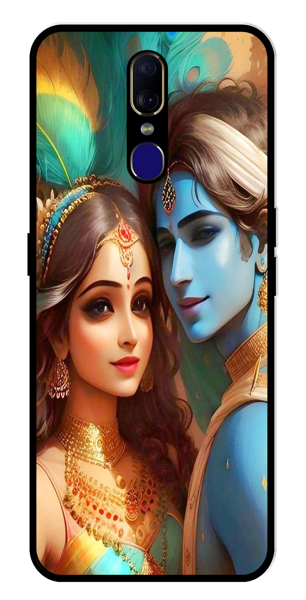 Lord Radha Krishna Metal Mobile Case for Oppo F11   (Design No -01)