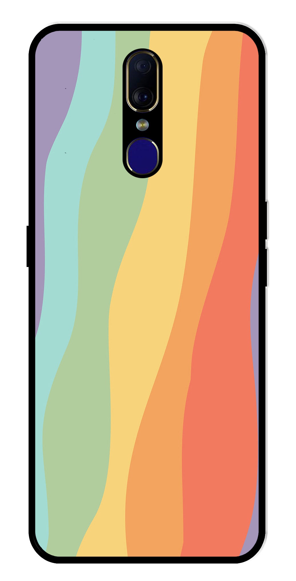 Muted Rainbow Metal Mobile Case for Oppo F11   (Design No -02)