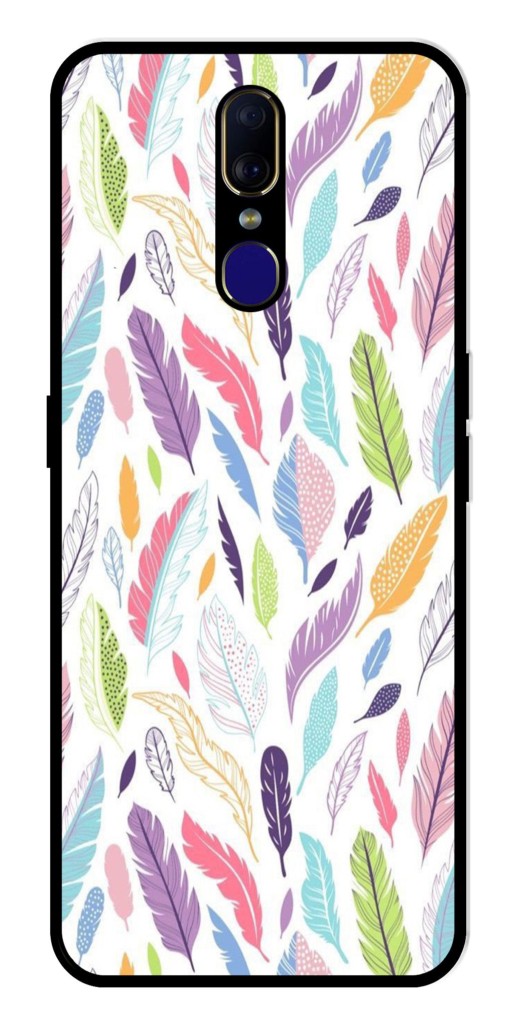 Colorful Feathers Metal Mobile Case for Oppo F11   (Design No -06)