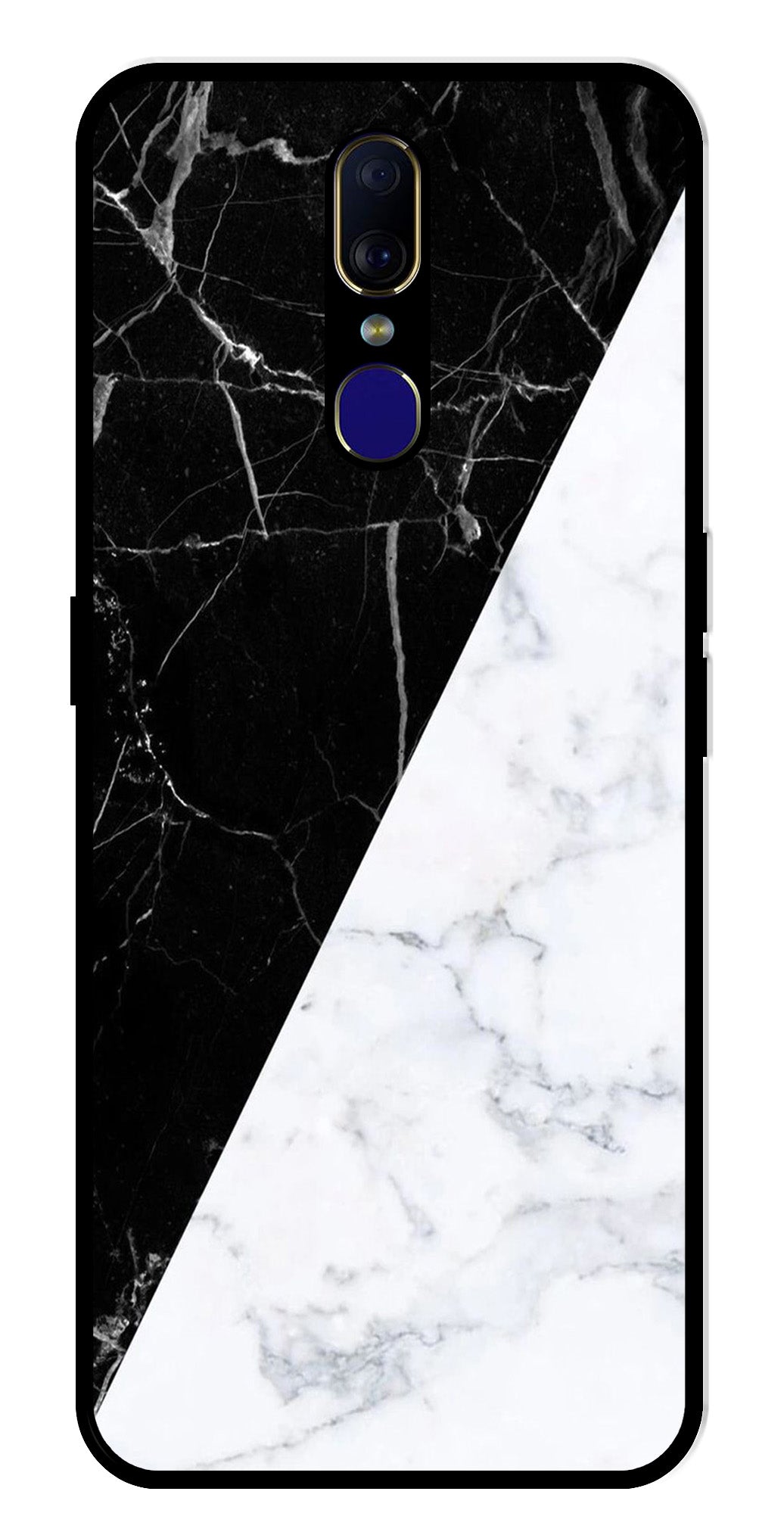 Black White Marble Design Metal Mobile Case for Oppo F11   (Design No -09)