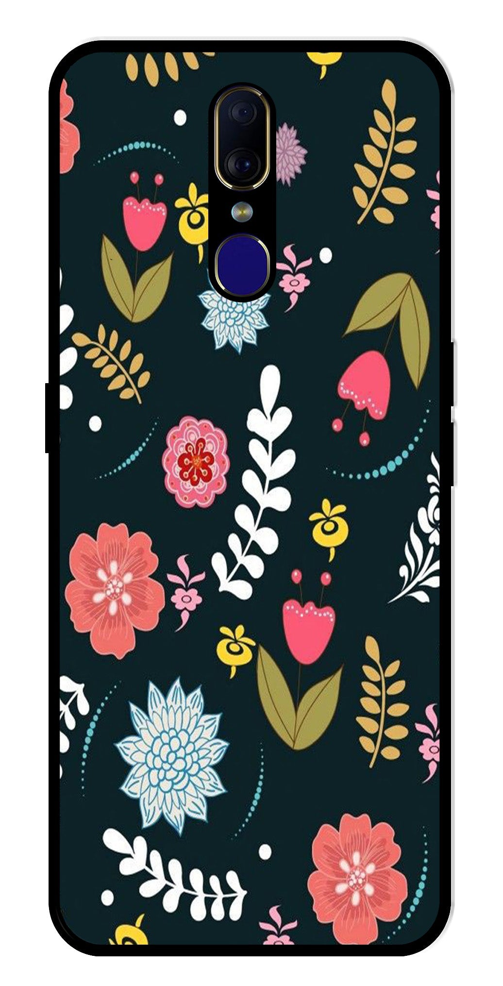 Floral Pattern2 Metal Mobile Case for Oppo F11   (Design No -12)