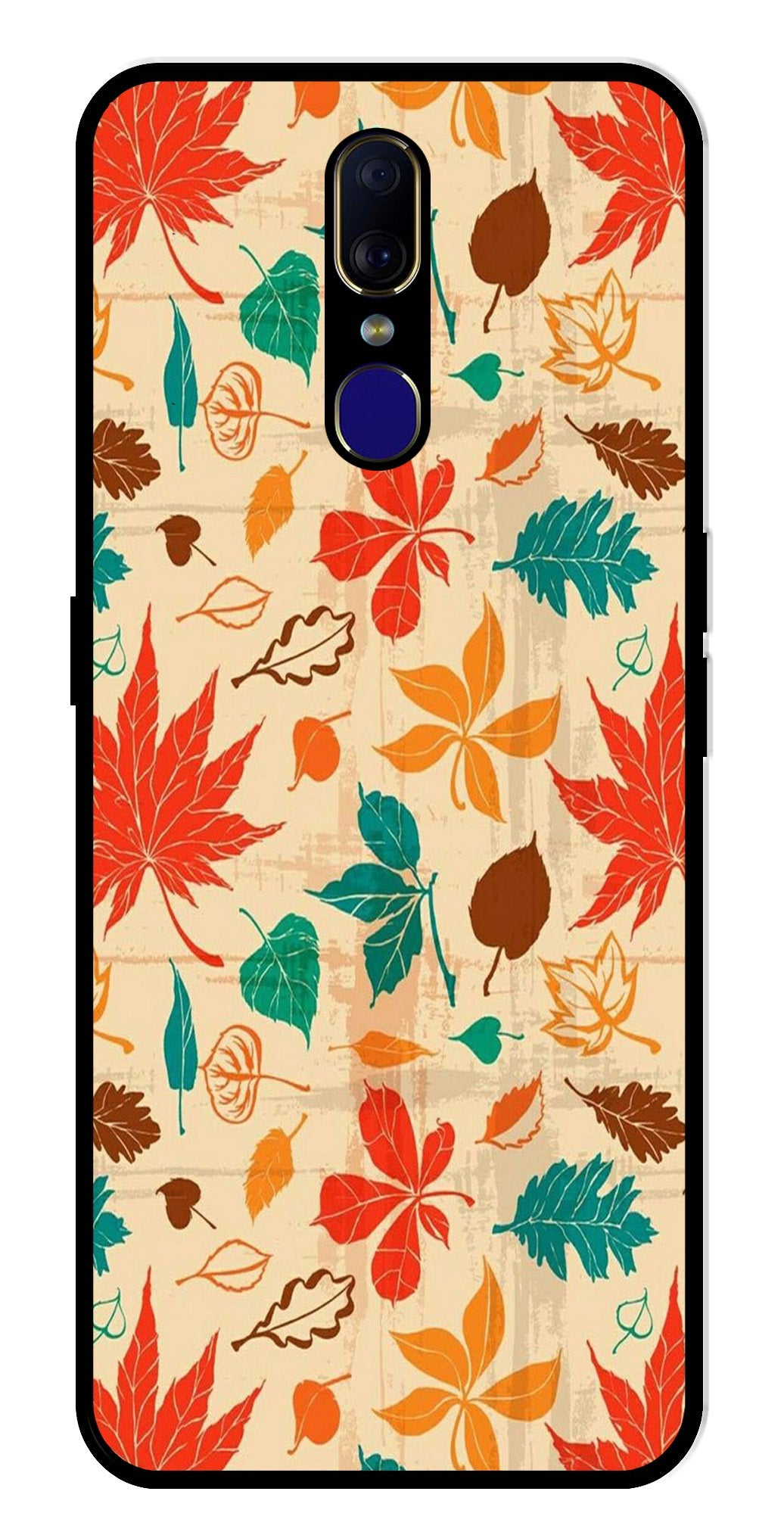 Leafs Design Metal Mobile Case for Oppo F11   (Design No -14)