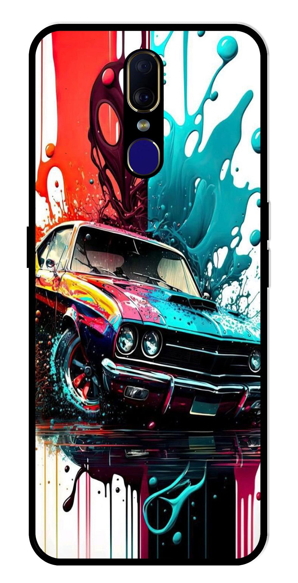 Vintage Car Metal Mobile Case for Oppo F11   (Design No -29)