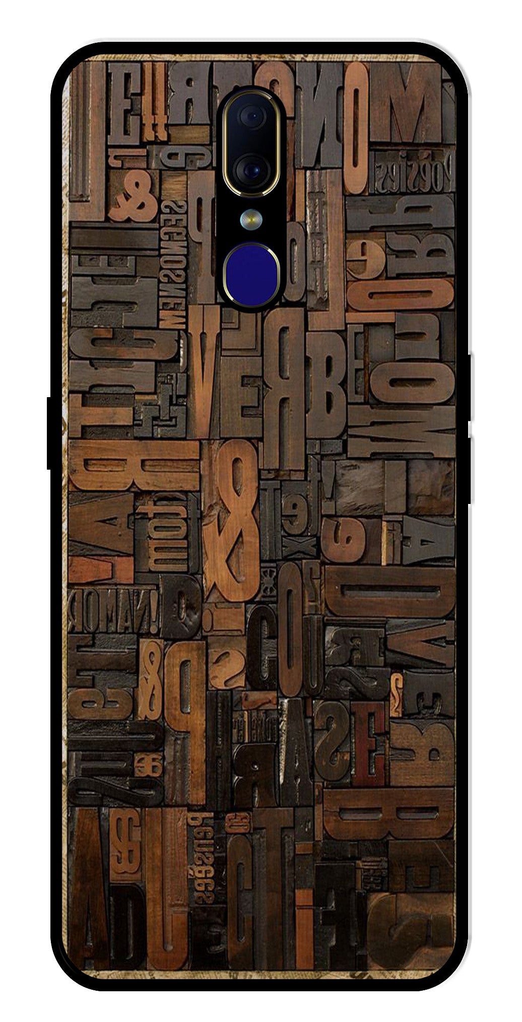 Alphabets Metal Mobile Case for Oppo F11   (Design No -32)