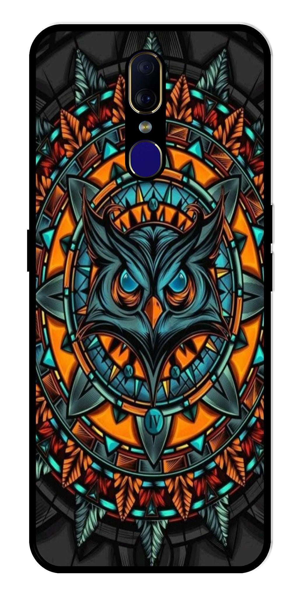 Owl Pattern Metal Mobile Case for Oppo F11   (Design No -42)