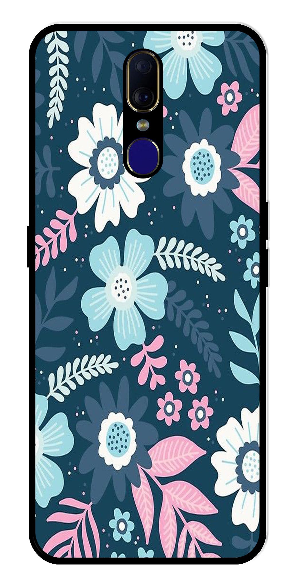 Flower Leaves Design Metal Mobile Case for Oppo F11   (Design No -50)