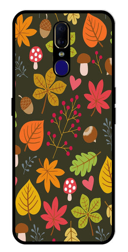 Leaves Design Metal Mobile Case for Oppo F11   (Design No -51)