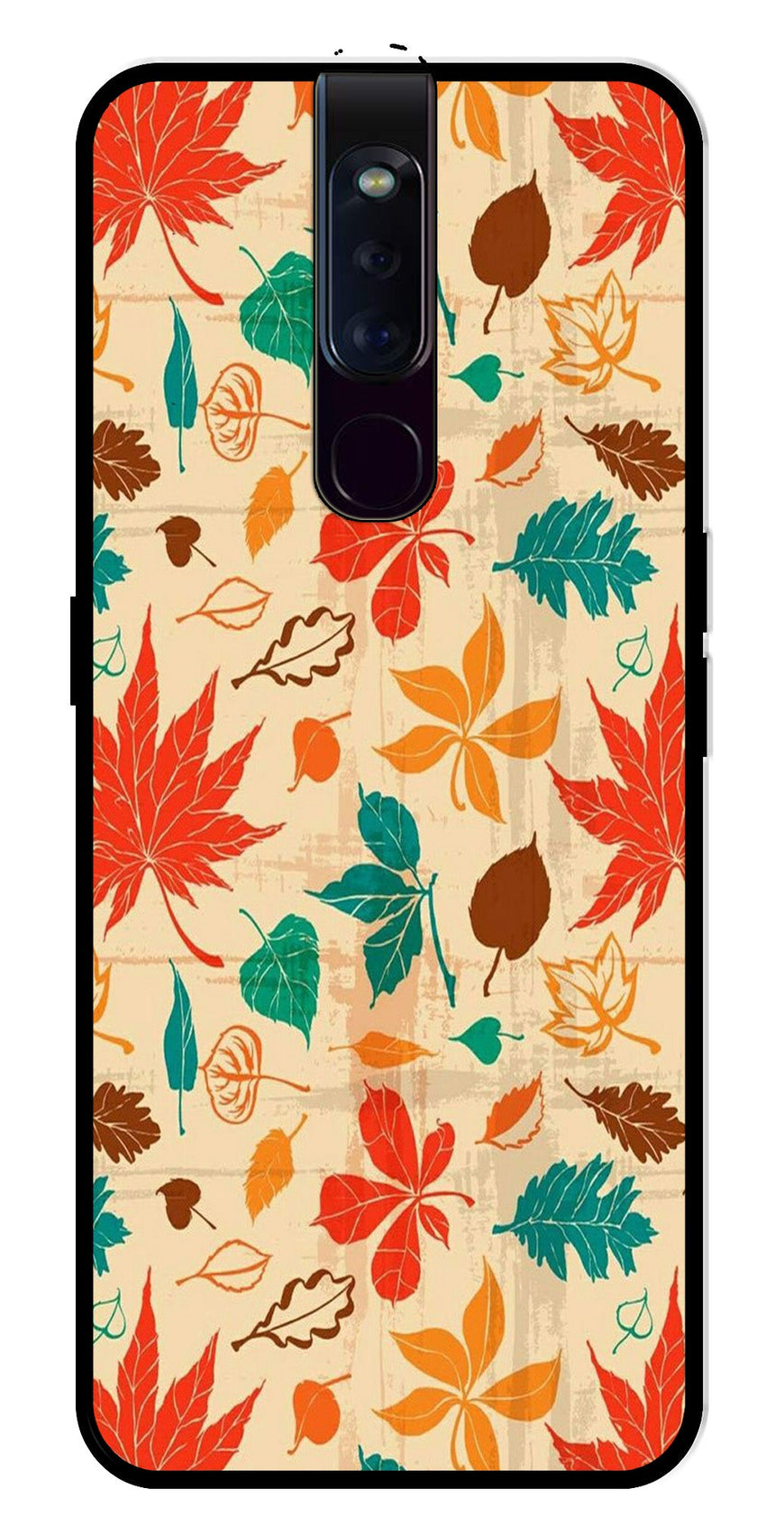 Leafs Design Metal Mobile Case for Oppo F11 Pro   (Design No -14)