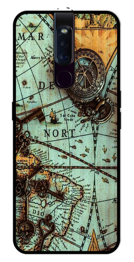 Map Design Metal Mobile Case for Oppo F11 Pro   (Design No -54)