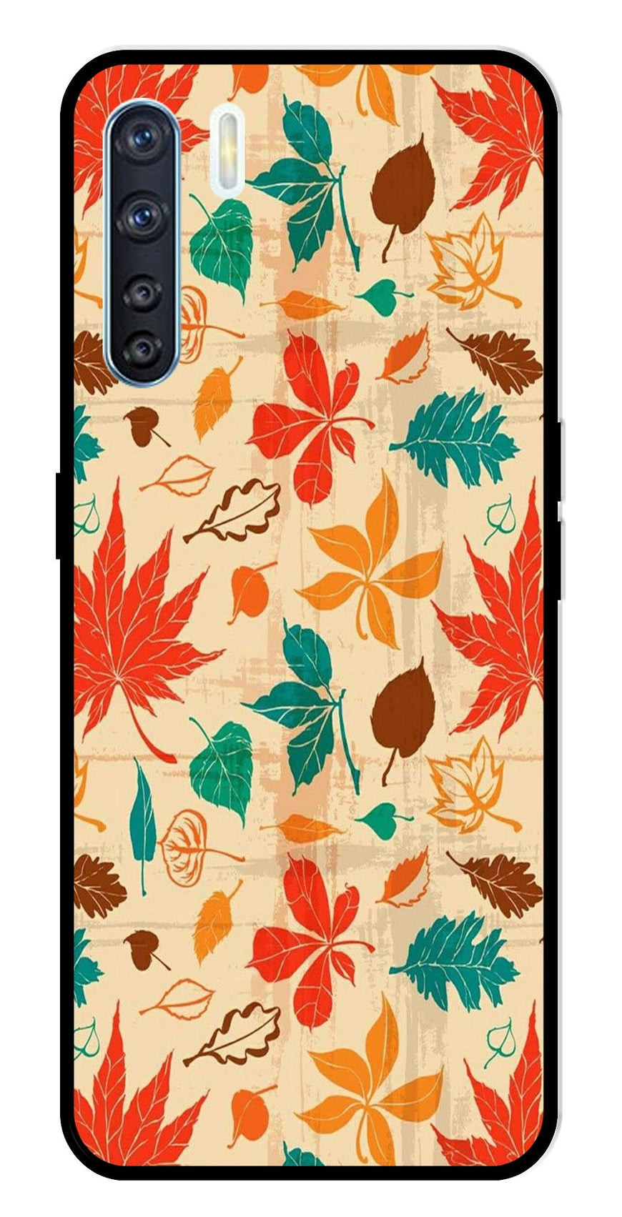 Leafs Design Metal Mobile Case for Oppo F15   (Design No -14)