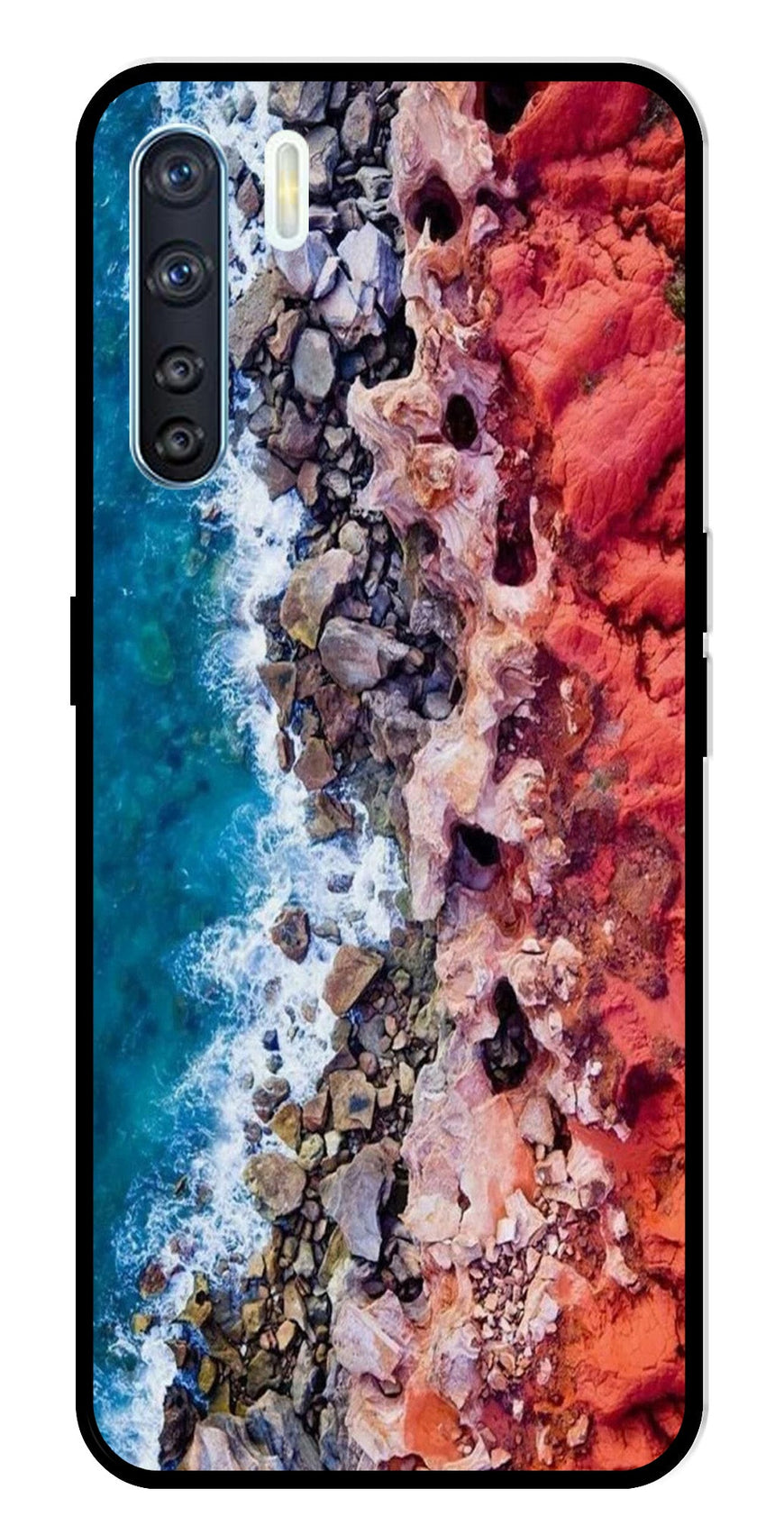 Sea Shore Metal Mobile Case for Oppo F15   (Design No -18)