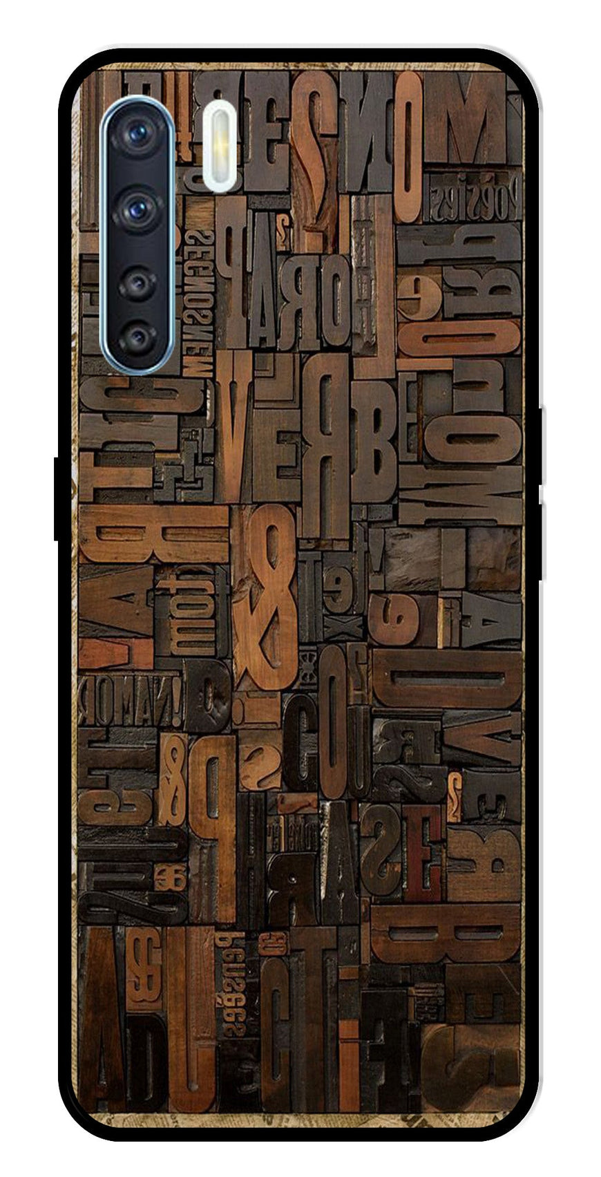 Alphabets Metal Mobile Case for Oppo F15   (Design No -32)