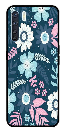 Flower Leaves Design Metal Mobile Case for Oppo F15   (Design No -50)