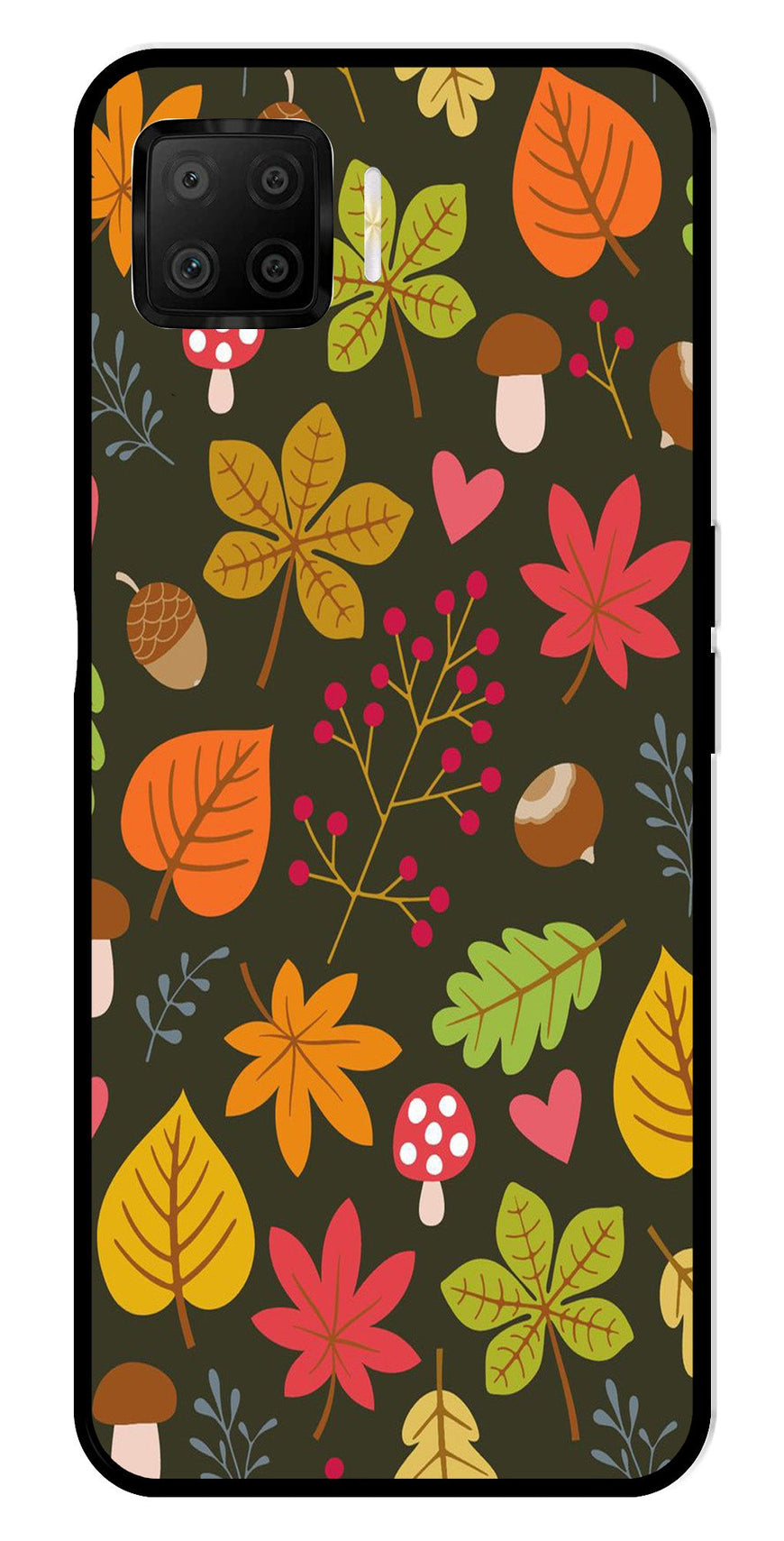 Leaves Design Metal Mobile Case for Oppo A73   (Design No -51)