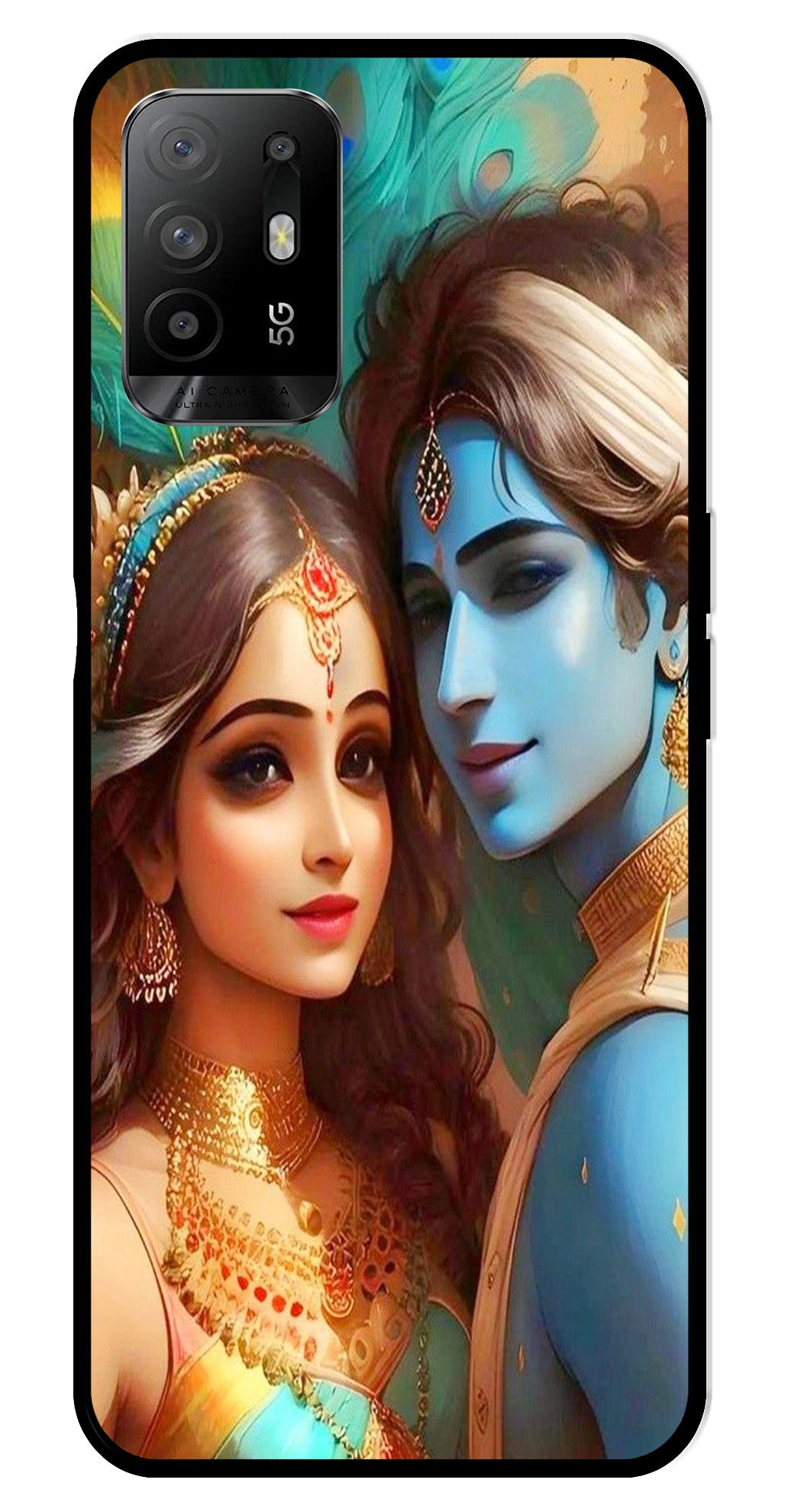 Lord Radha Krishna Metal Mobile Case for Oppo F19 Pro Plus   (Design No -01)