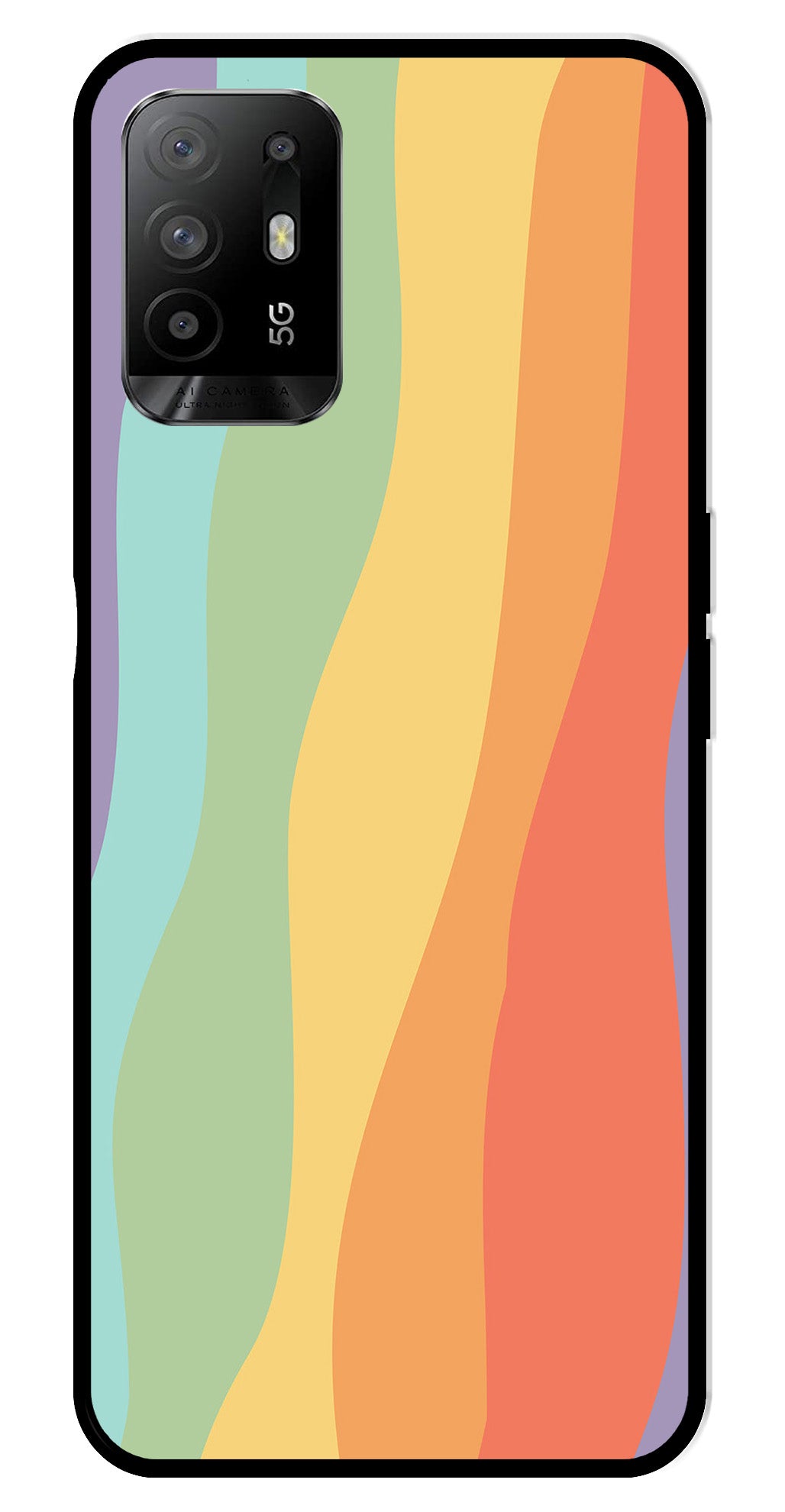 Muted Rainbow Metal Mobile Case for Oppo F19 Pro Plus   (Design No -02)