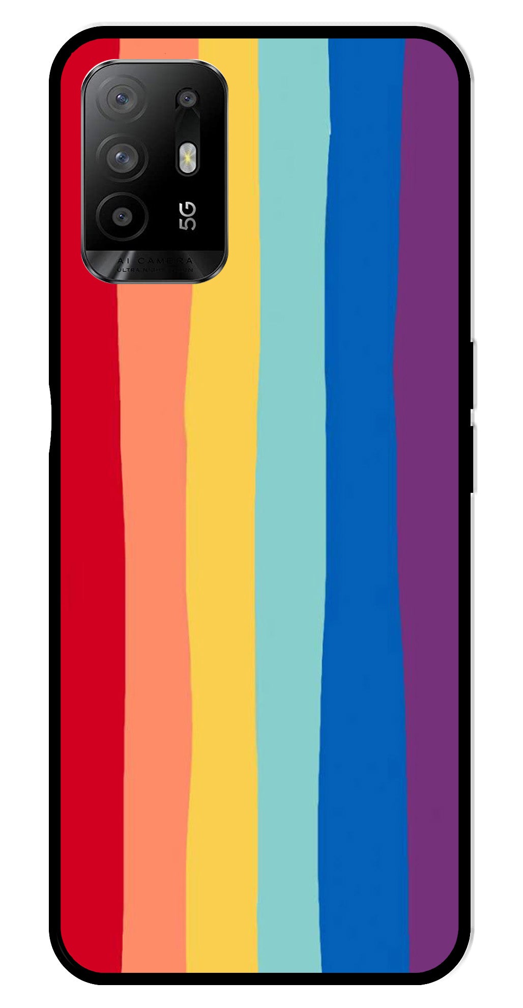 Rainbow MultiColor Metal Mobile Case for Oppo F19 Pro Plus   (Design No -03)