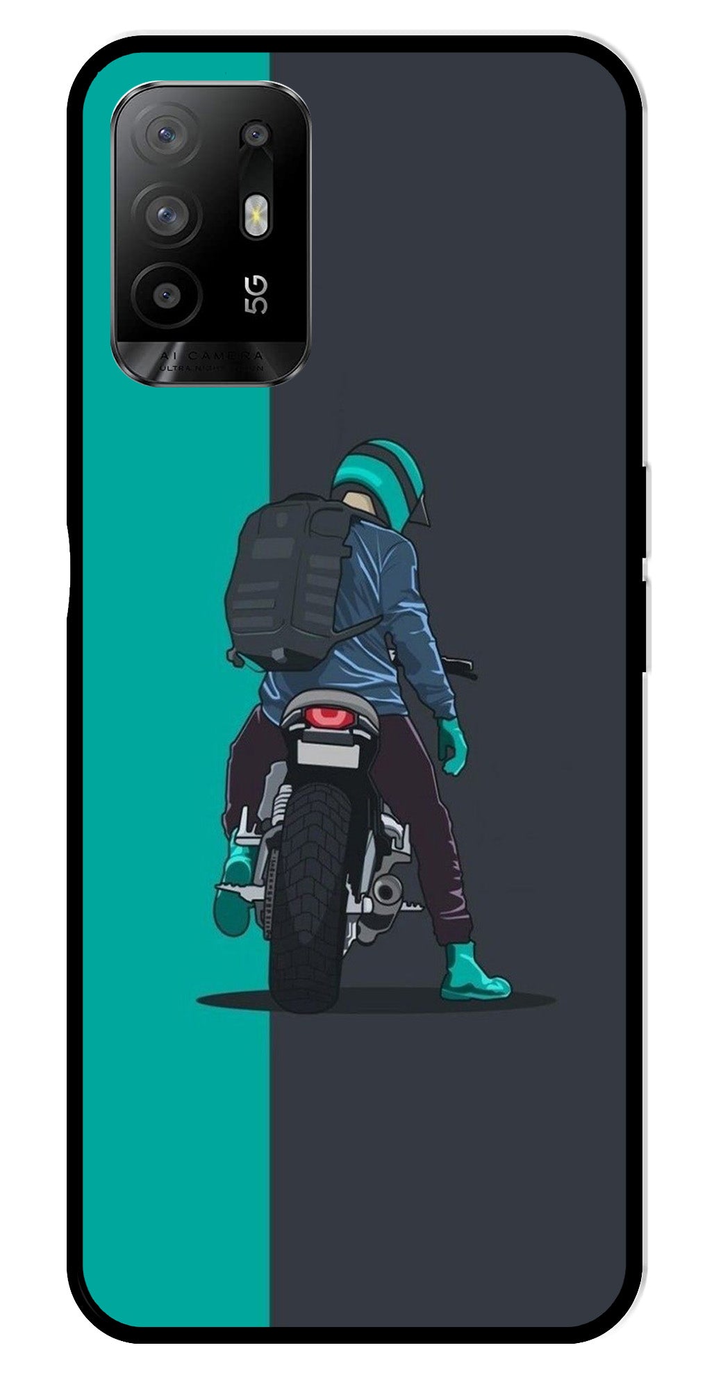 Bike Lover Metal Mobile Case for Oppo F19 Pro Plus   (Design No -05)