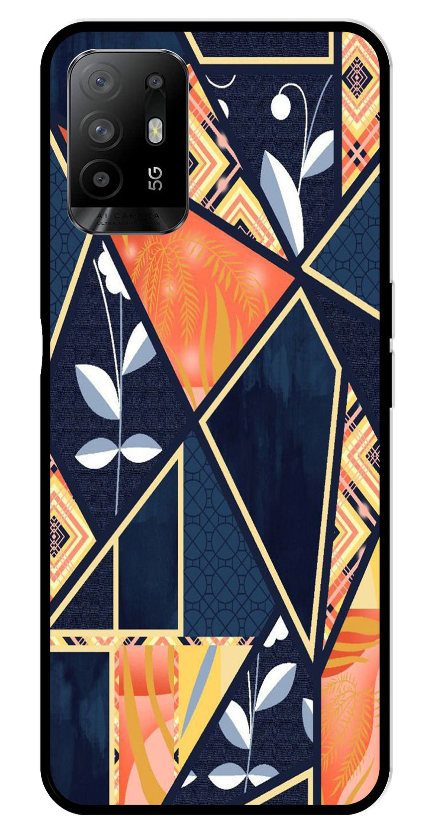 Marble Design Metal Mobile Case for Oppo A95   (Design No -07)