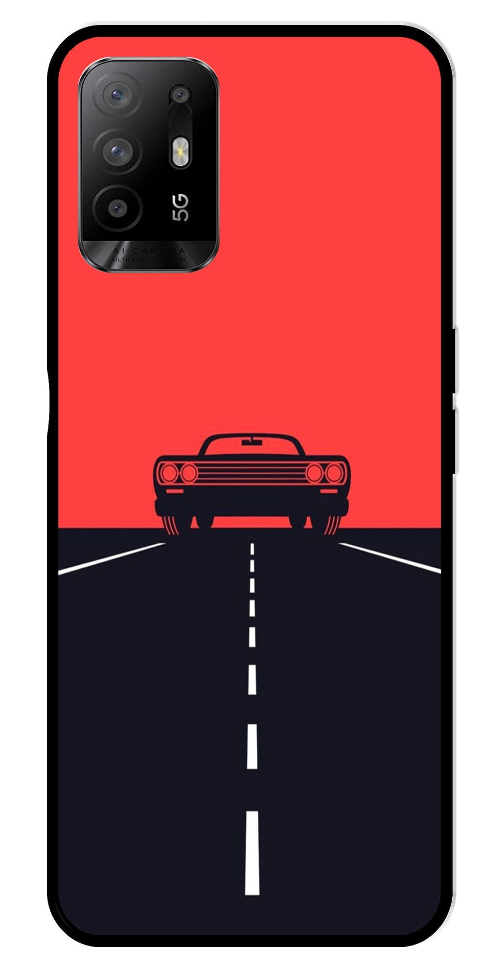 Car Lover Metal Mobile Case for Oppo F19 Pro Plus   (Design No -21)