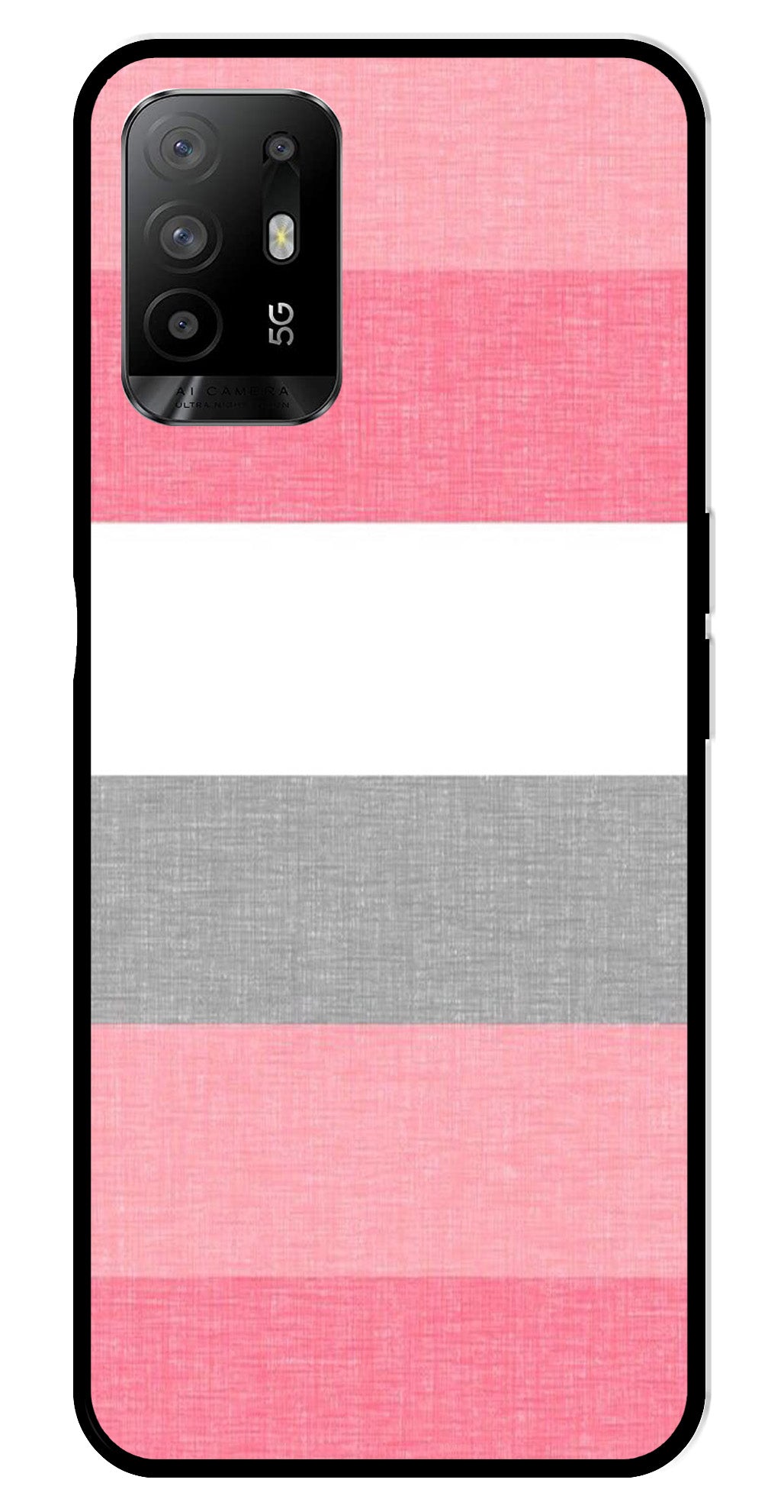 Pink Pattern Metal Mobile Case for Oppo F19 Pro Plus   (Design No -23)