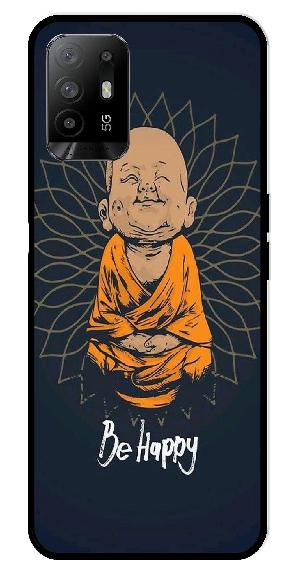 Be Happy Metal Mobile Case for Oppo F19 Pro Plus   (Design No -27)