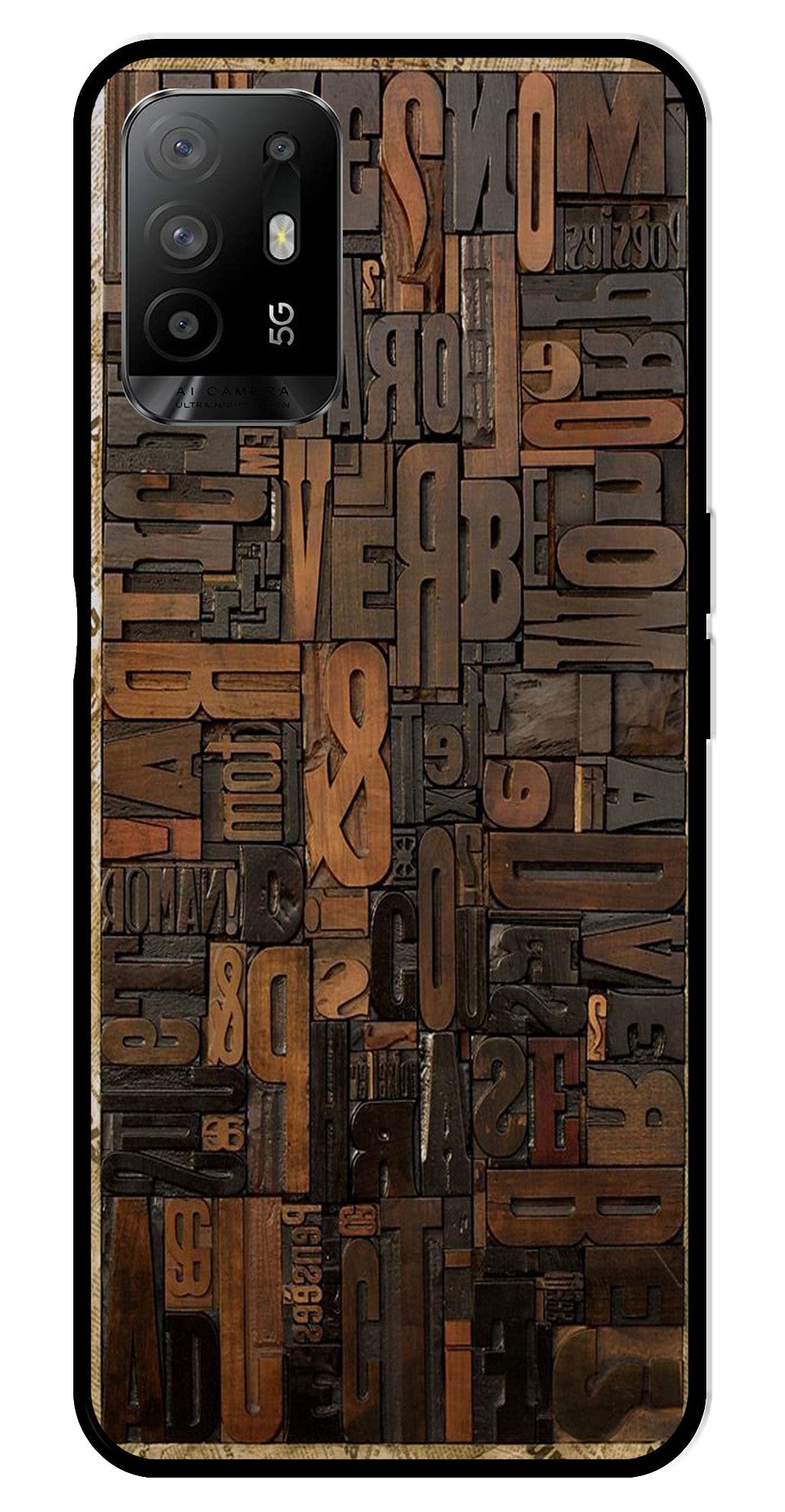 Alphabets Metal Mobile Case for Oppo F19 Pro Plus   (Design No -32)