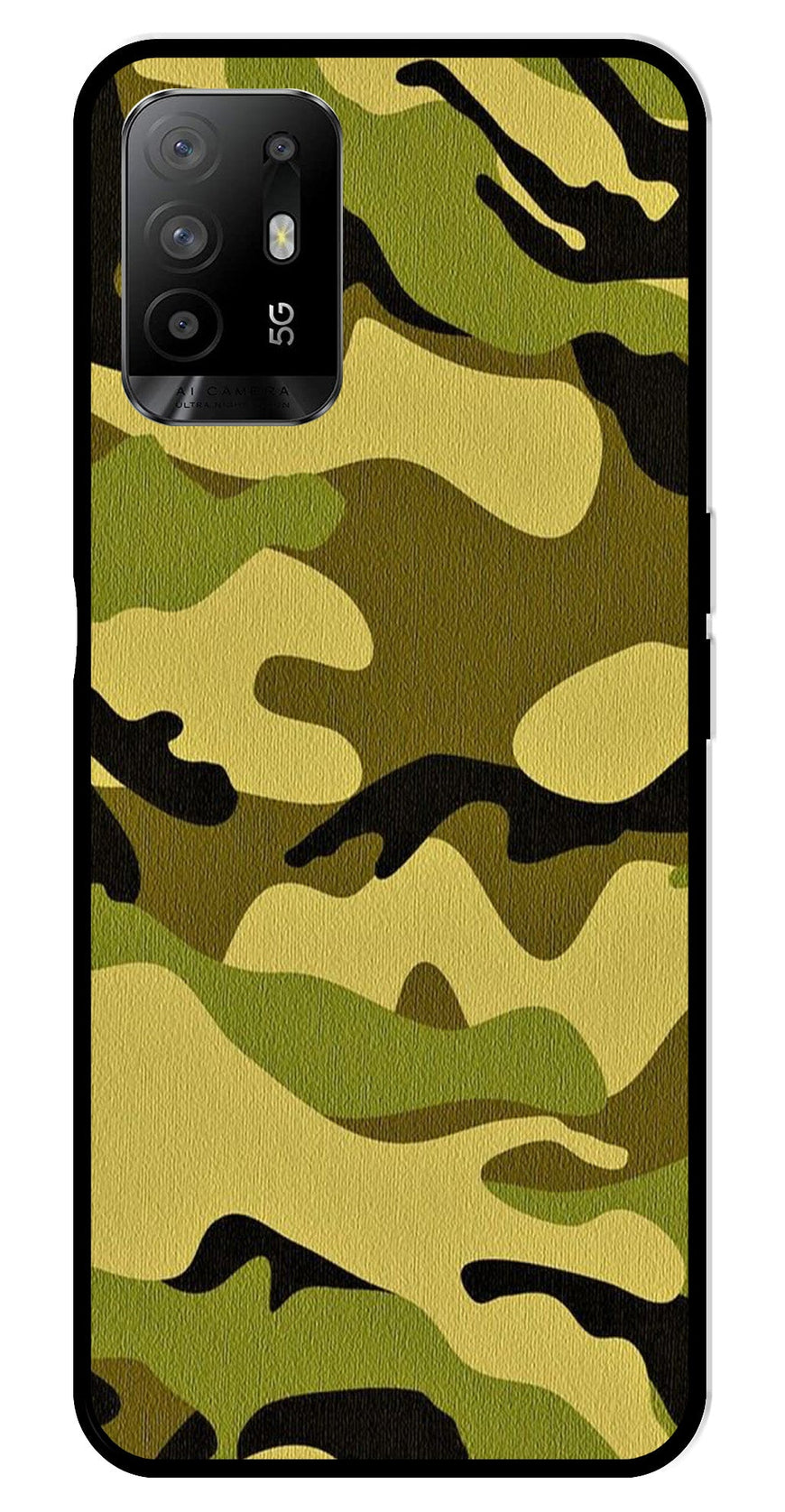 Army Pattern Metal Mobile Case for Oppo F19 Pro Plus   (Design No -35)