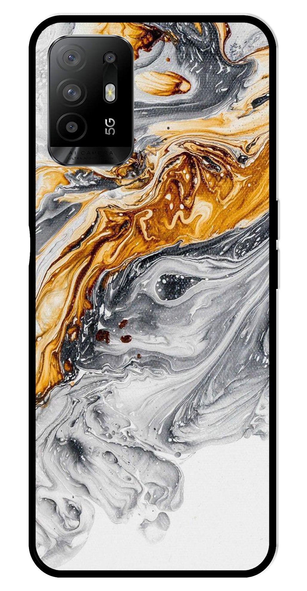 Marble Pattern Metal Mobile Case for Oppo F19 Pro Plus   (Design No -36)