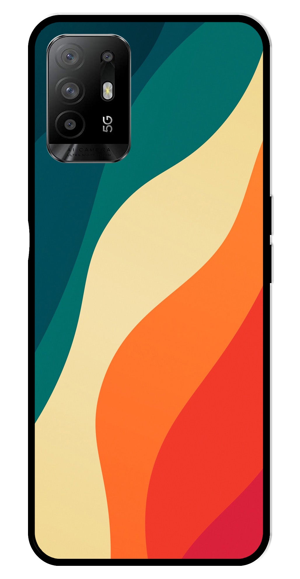 Muted Rainbow Metal Mobile Case for Oppo F19 Pro Plus   (Design No -39)