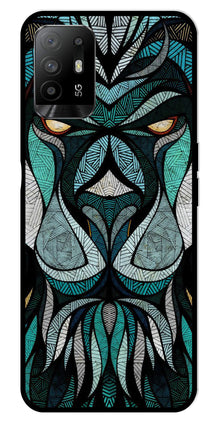 Lion Pattern Metal Mobile Case for Oppo F19 Pro Plus