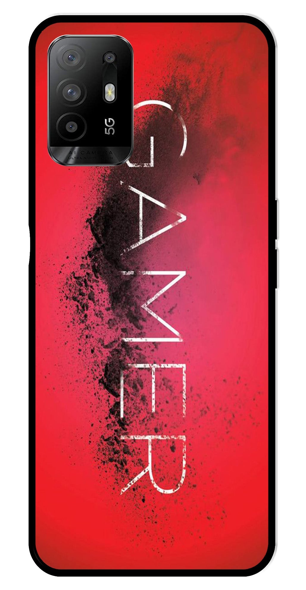 Gamer Pattern Metal Mobile Case for Oppo F19 Pro Plus   (Design No -41)