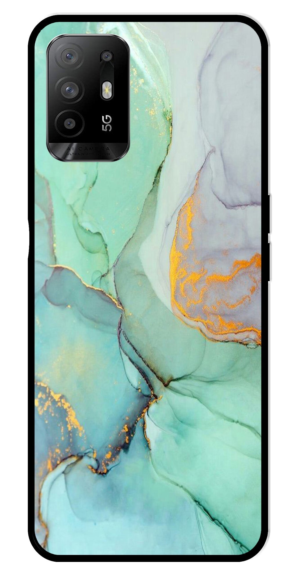 Marble Design Metal Mobile Case for Oppo F19 Pro Plus   (Design No -46)