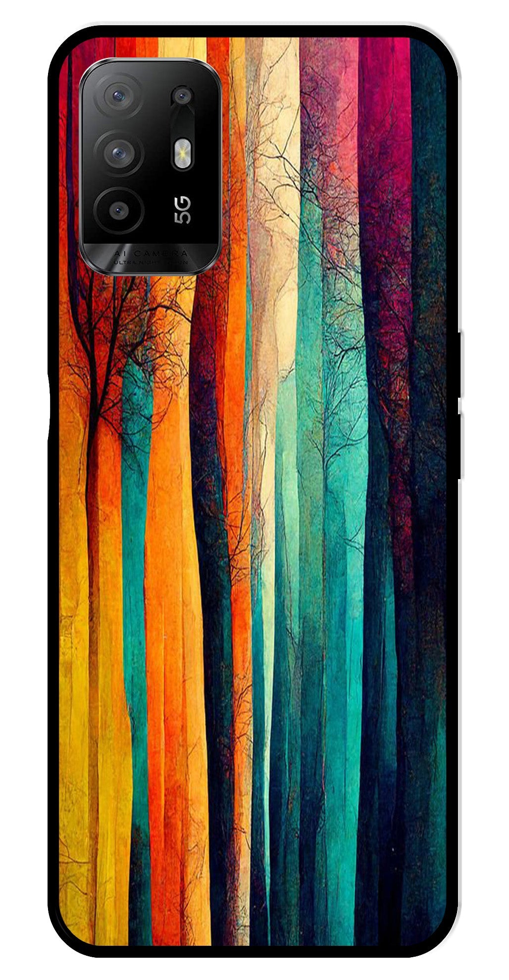 Modern Art Colorful Metal Mobile Case for Oppo F19 Pro Plus   (Design No -47)