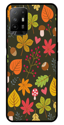 Leaves Design Metal Mobile Case for Oppo F19 Pro Plus