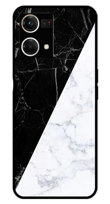 Black White Marble Design Metal Mobile Case for Oppo F21 Pro