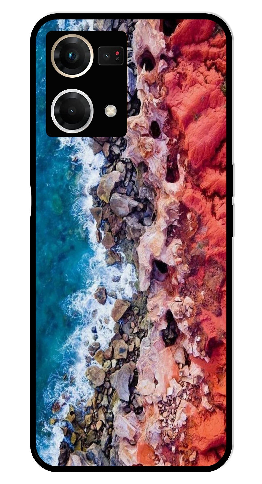 Sea Shore Metal Mobile Case for Oppo F21 Pro    (Design No -18)