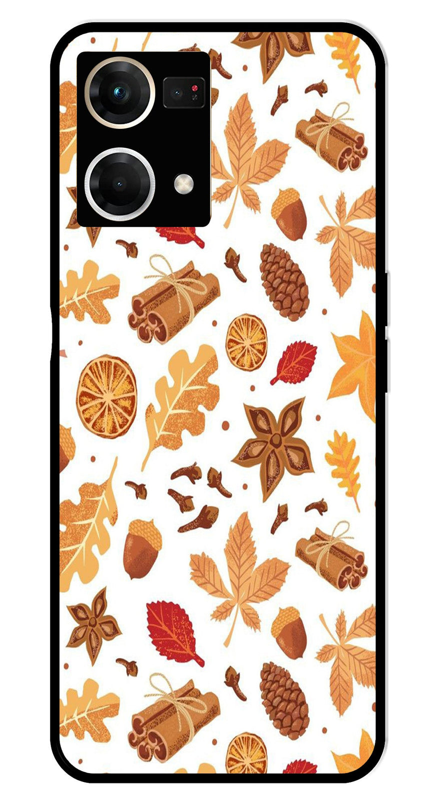 Autumn Leaf Metal Mobile Case for Oppo F21 Pro    (Design No -19)