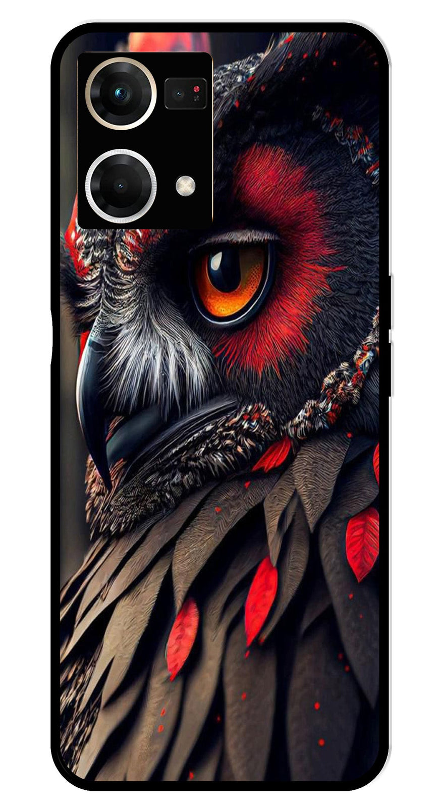 Owl Design Metal Mobile Case for Oppo F21 Pro    (Design No -26)