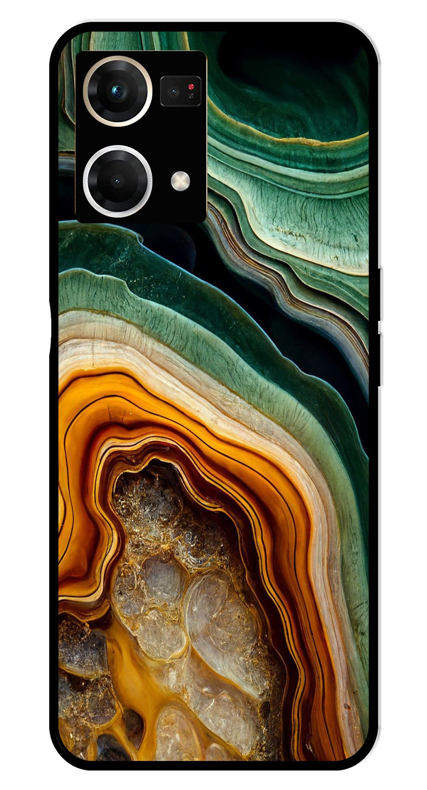 Marble Design Metal Mobile Case for Oppo F21 Pro    (Design No -28)