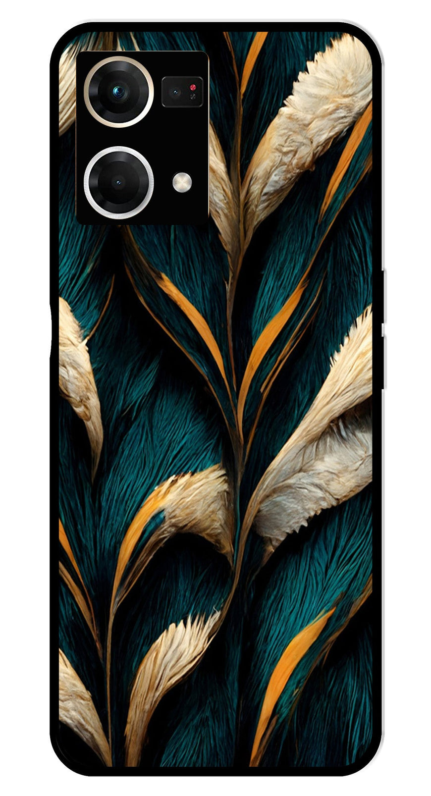 Feathers Metal Mobile Case for Oppo F21 Pro    (Design No -30)