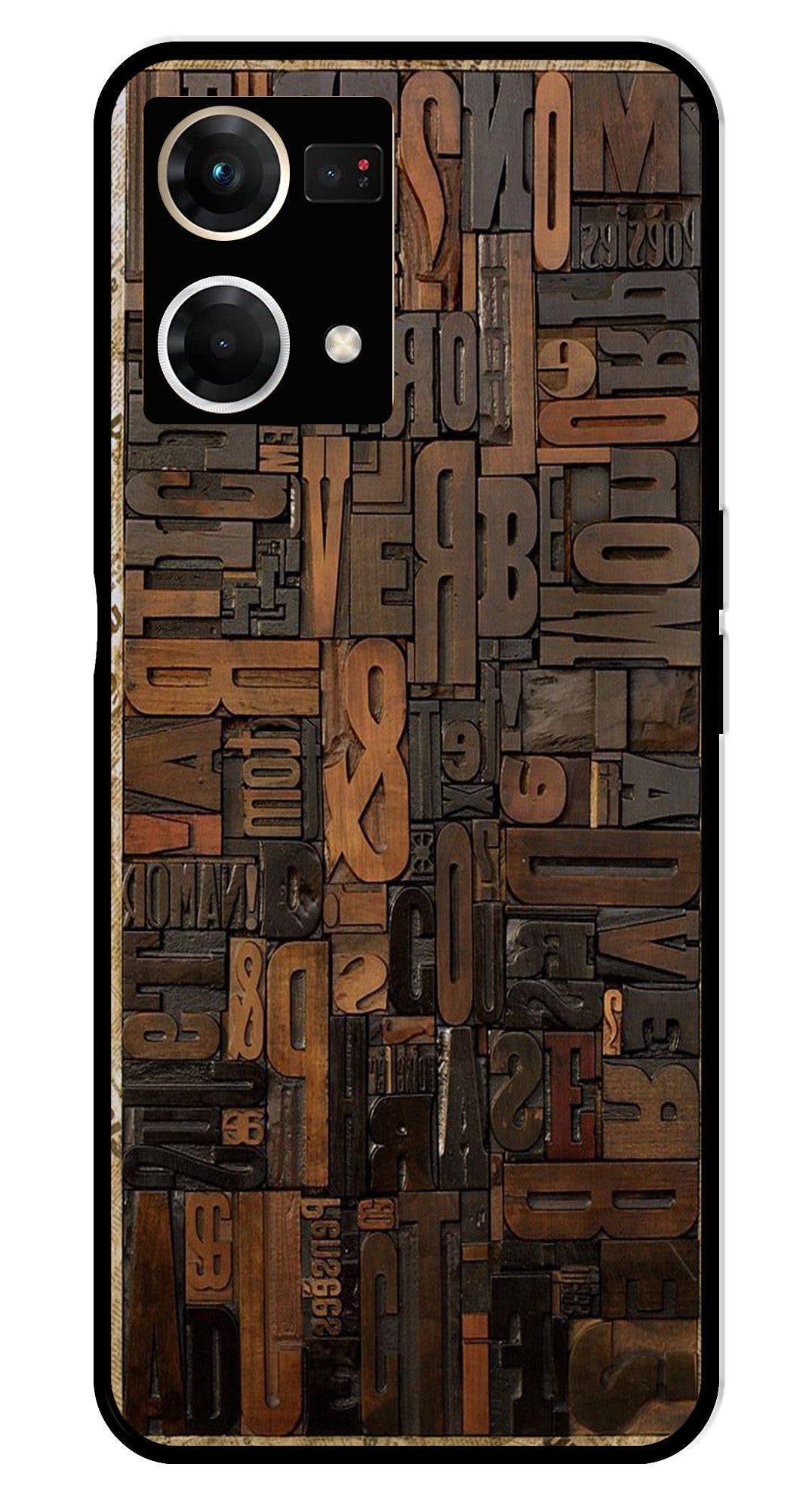 Alphabets Metal Mobile Case for Oppo F21 Pro    (Design No -32)