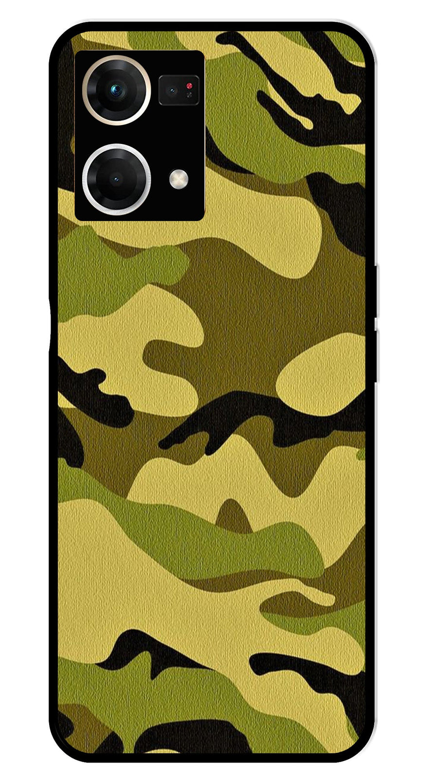 Army Pattern Metal Mobile Case for Oppo F21 Pro    (Design No -35)