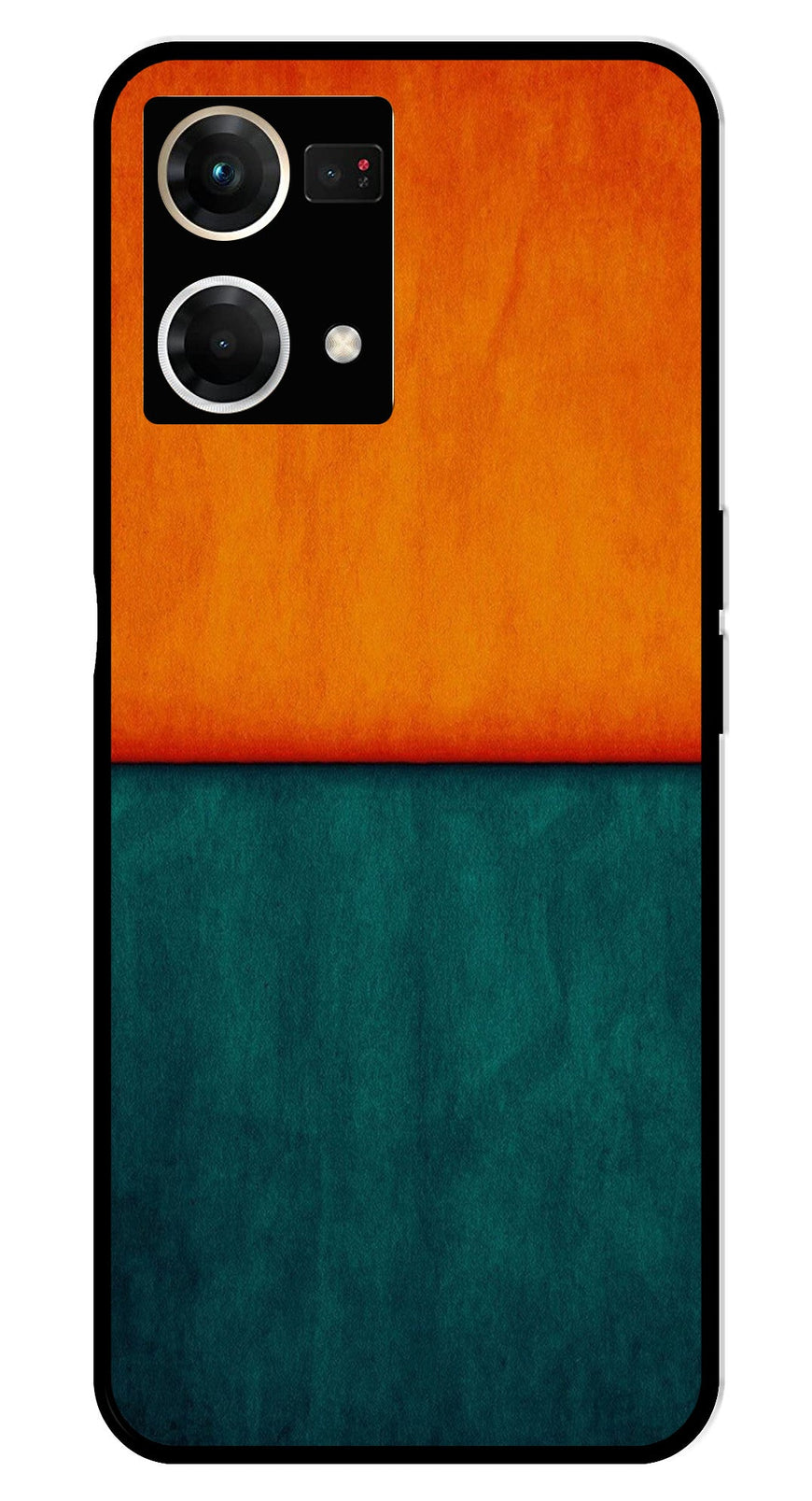 Orange Green Pattern Metal Mobile Case for Oppo F21 Pro    (Design No -45)